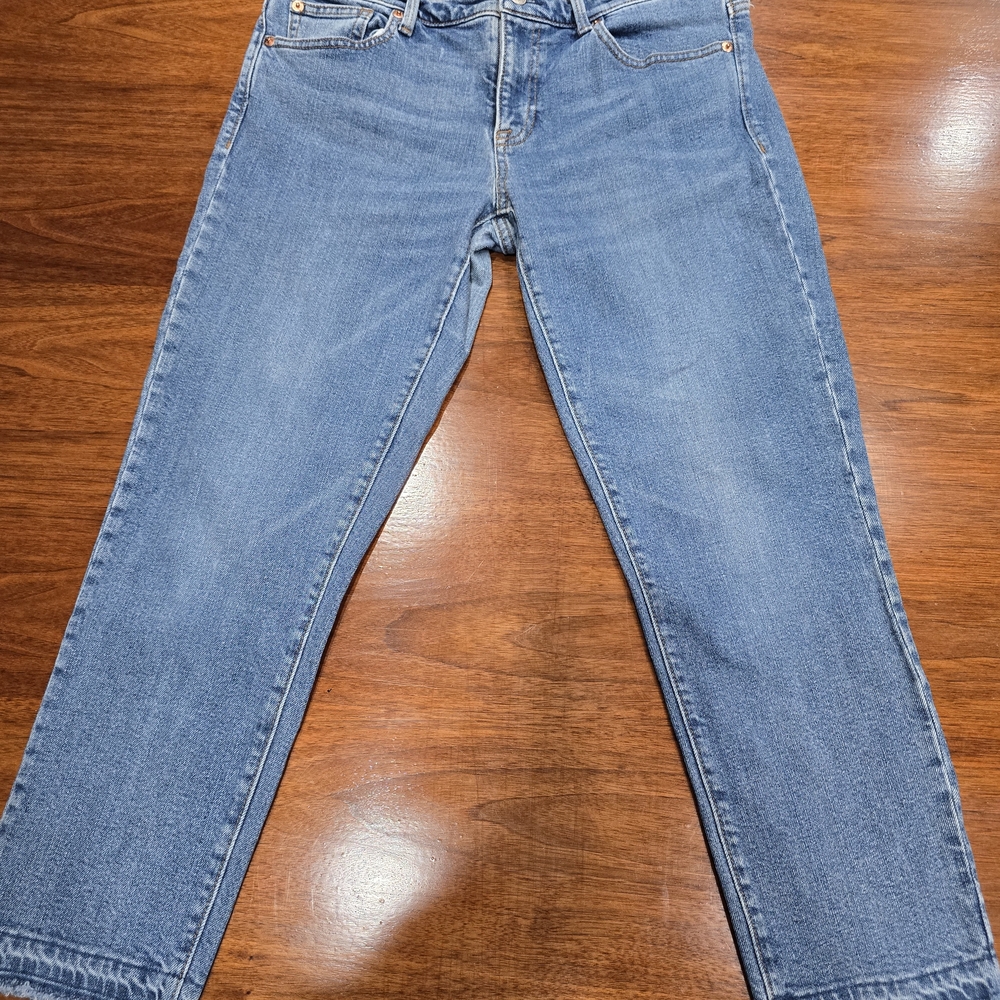 Gap Girlfriend Denim Jeans Blue Stretch Button Zip 5-Pocket Cotton Spandex S28